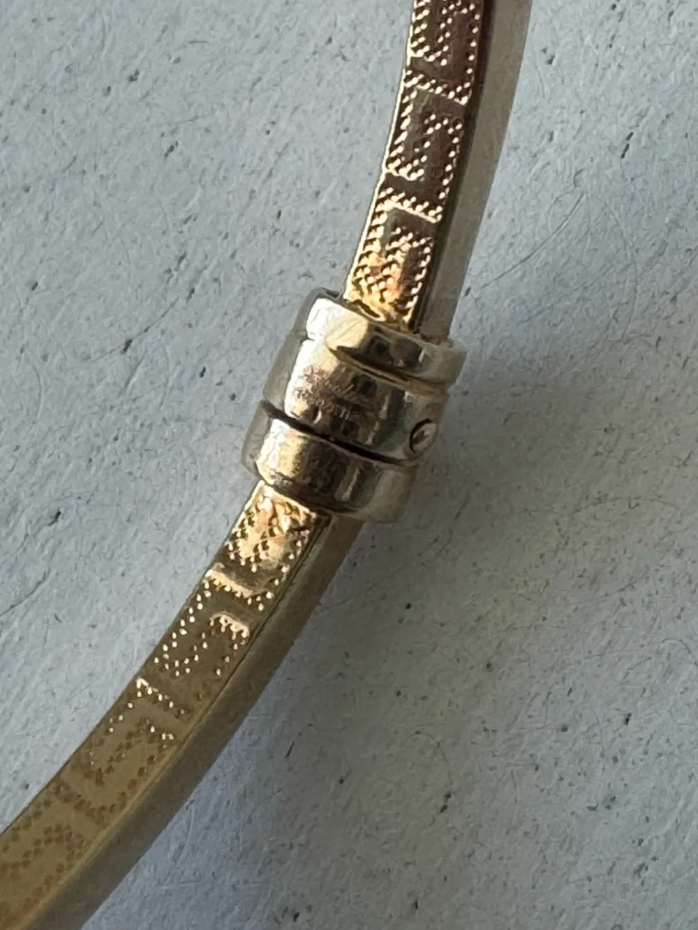MIA FIORE Gold Plated Bronze Greek Key Dyadema Bangle Bracelet